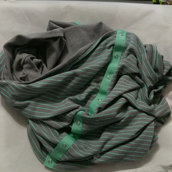 Lululemon Vinyasa Rulu Scarf Menthol Mint Green Heather Grey Stripe Reversible - Picture 4 of 5